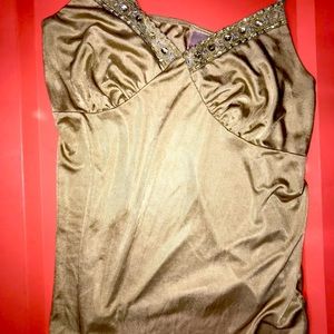 Xhilaration womens large silk tan color tank top